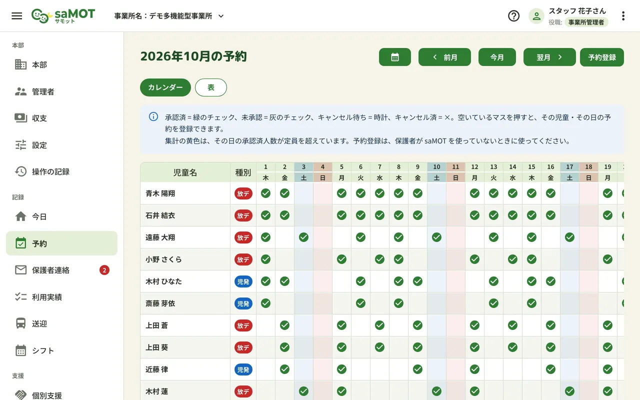 画像：予約と利用実績の管理